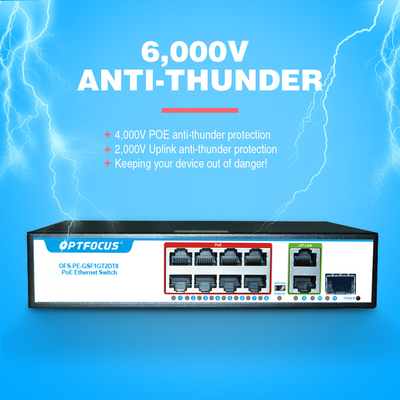 1310nm Managed Power Over Ethernet POE 20KM / Single Mode Fiber Switch 8 Port Poe Gigabit Switch