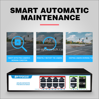 AI Smart PoE Switch 8x1000M POE Port UP Link 2x1000m RJ45 Port 2x1000m SFP for NVR IP Camera