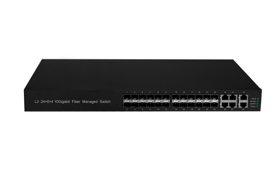 Factory OEM/ODM Fiber Optic Switch L3 10Gigabit Fiber Managed Switch 24 SFP and 6 Combo Port